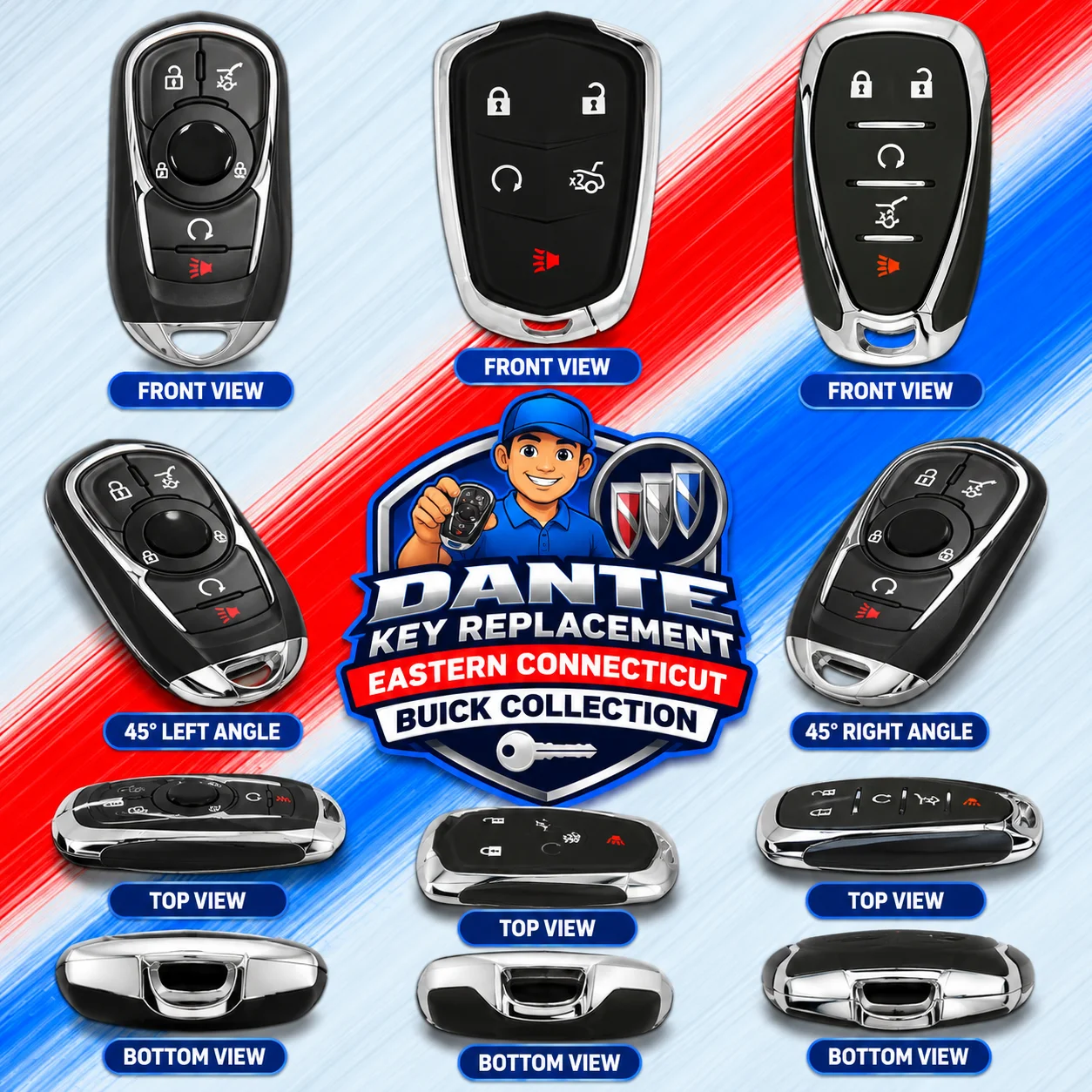 Buick remote start key fob and transponder key replacement.