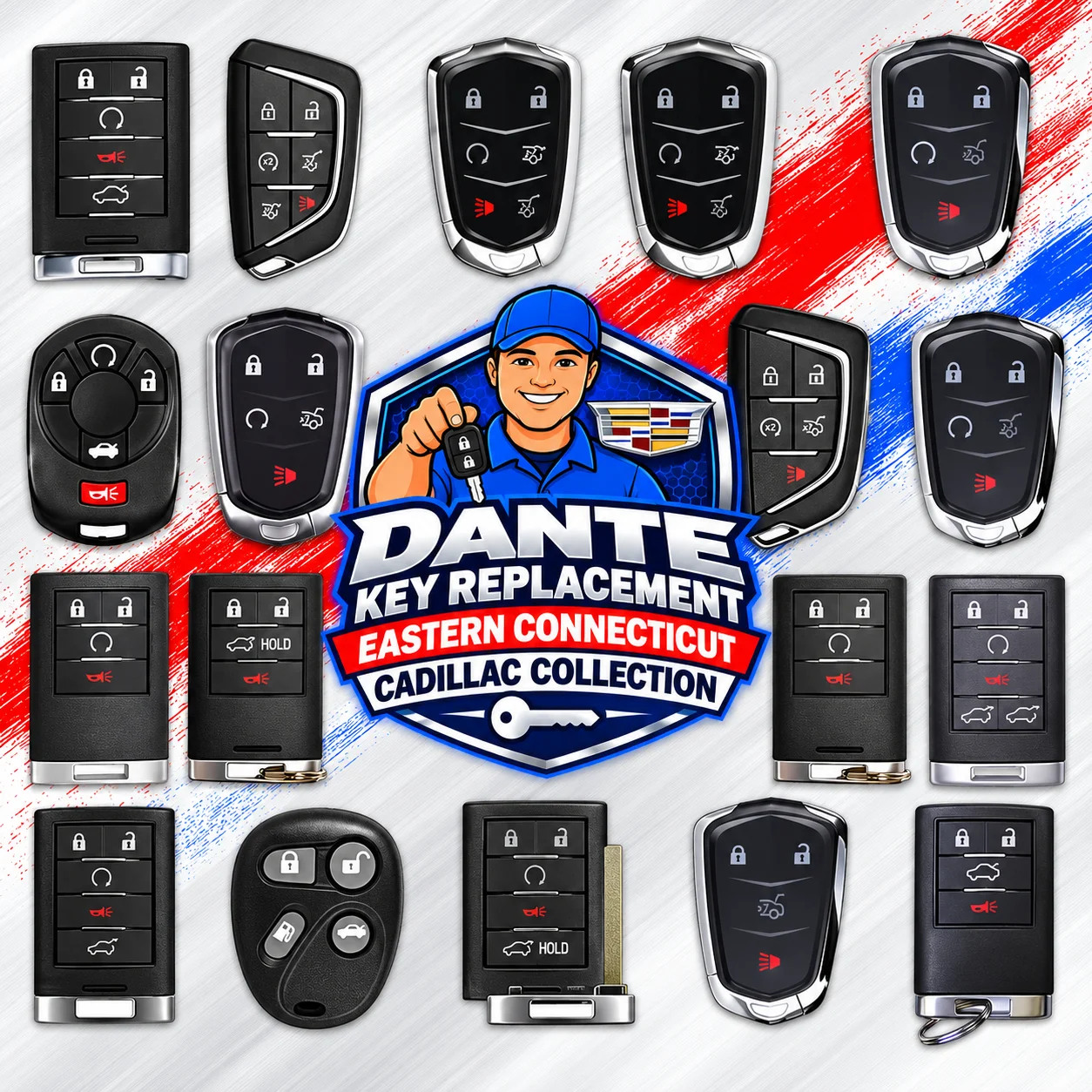 Cadillac proximity smart key fob and push to start key replacement.