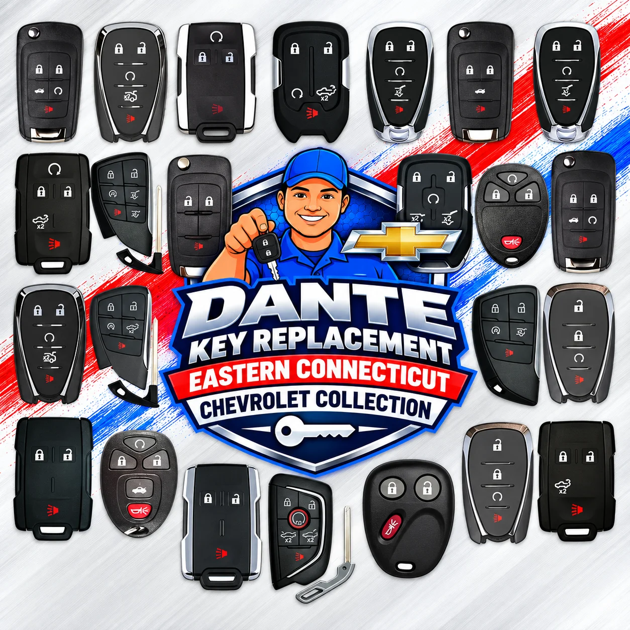 Chevrolet transponder key and remote key fob replacement.