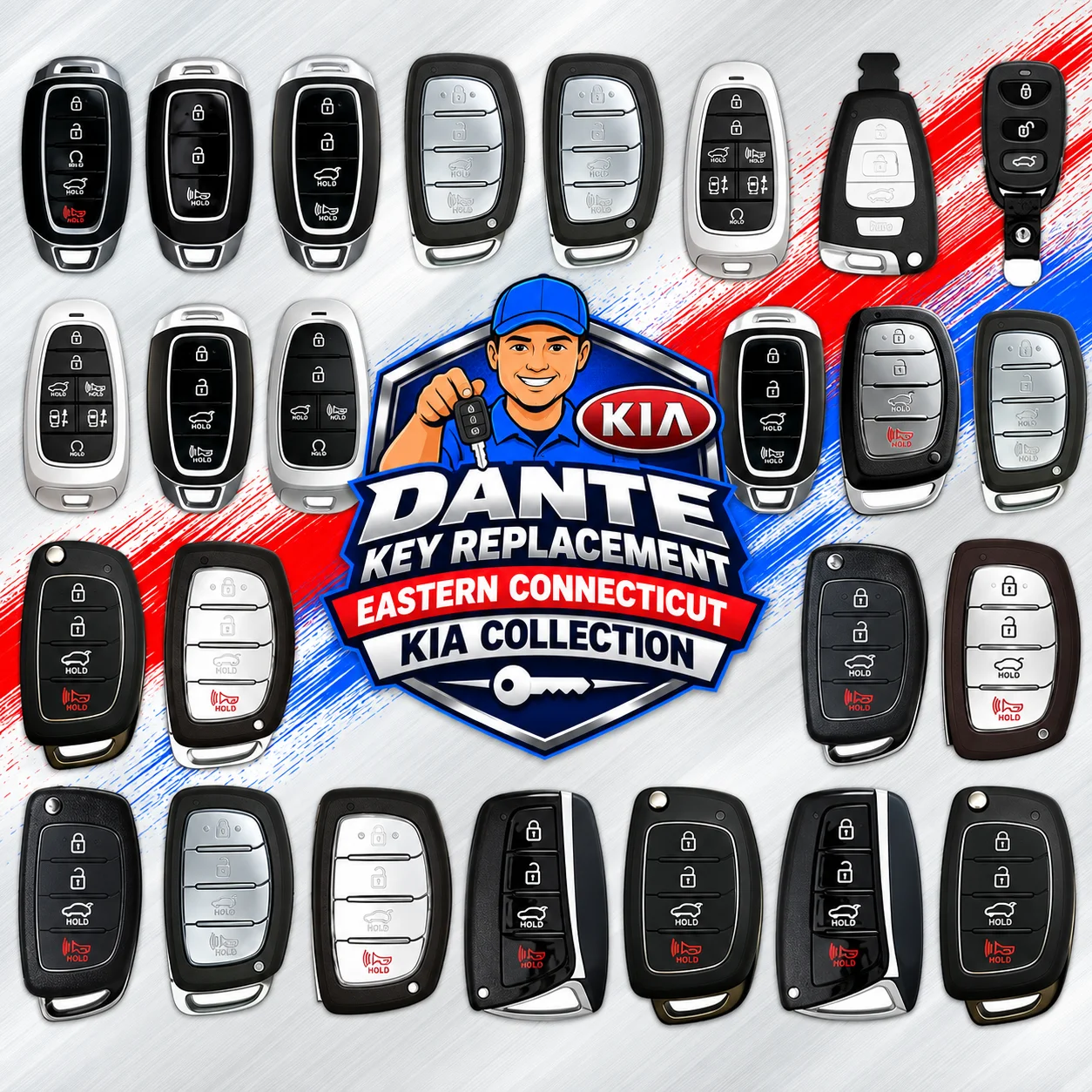 Kia smart key fob replacement and transponder chip programming.